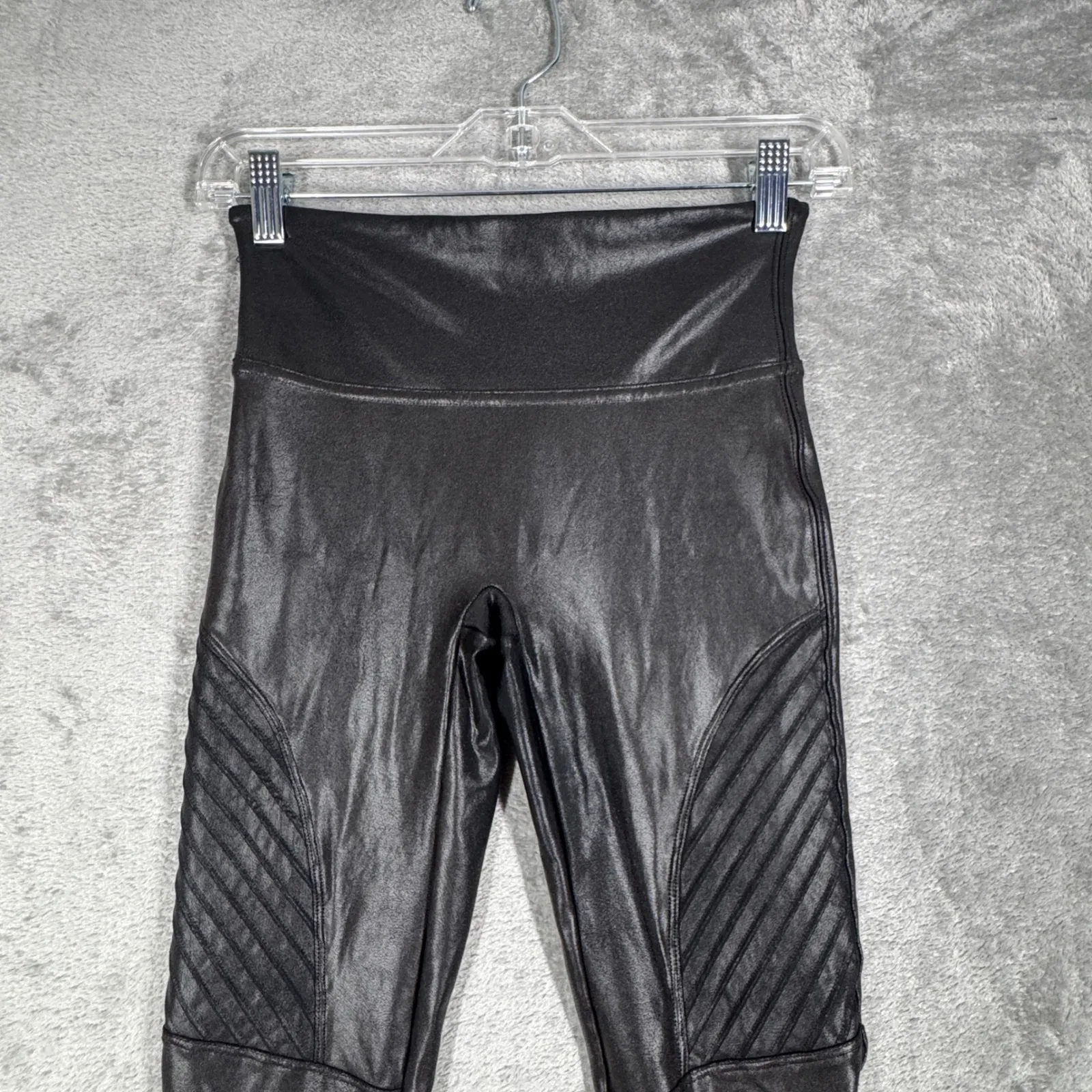 SPANX Leggings Faux Leather Moto Shaping Edgy Going Out‎ Neutral Black Small - Image 4