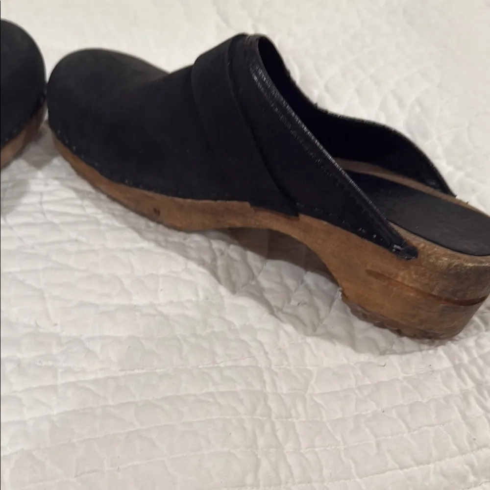 Sanita Black Leather Mules with Wooden Sole Size 8.5 - Image 9