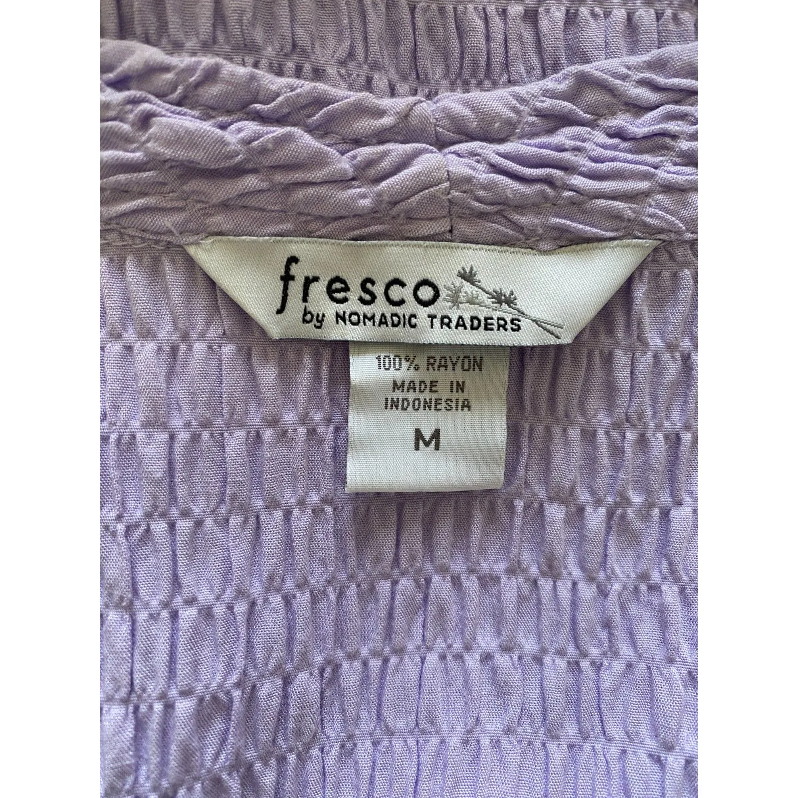 Fresco by Nomadic Traders Lavender Mother of Pearl Buttons Top Blouse Sz M Purple Size M - Image 6