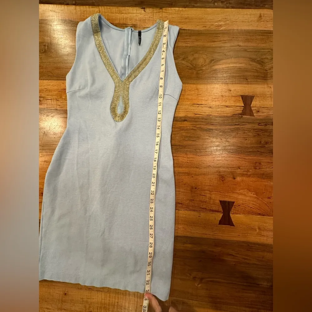 EUC Vijo Couture Elegant light Blue bodycon stretch Sleeveless Mini Dress - Image 10