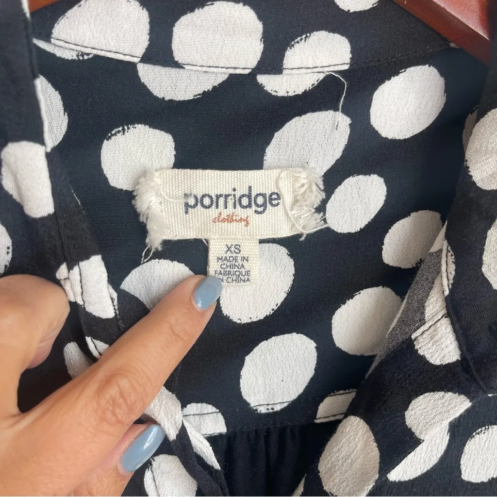 Anthropologie Porridge Bergen Button Down‎ Tie Front Polka Dot Top Size XS - Image 5