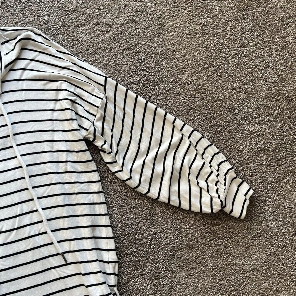 Cabi Relax Game Day white black striped balloon sleeve‎ knit top size XS #5746 - Image 6