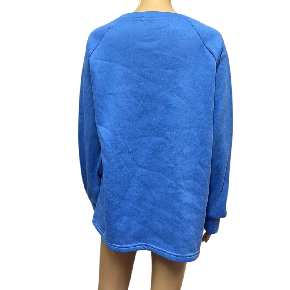 Misslook Floral Daisy Let it be Cozy Cotton Blend Sweatshirt Blue Womens XL - Image 8