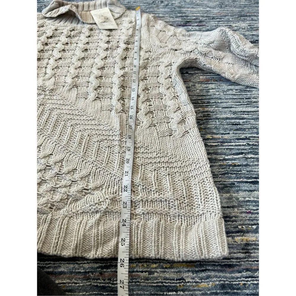 Soft Surroundings NWT Sweater Open Cable Knit Flare Sleeve Mock Neck sz L - Image 11