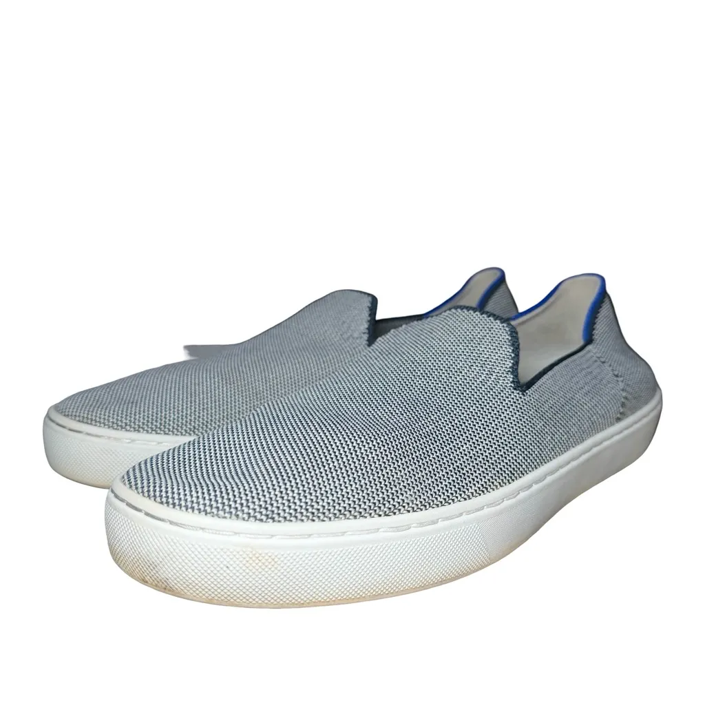 Rothy's The RS01 Knit Slip On Sneakers Women's Size 10 Black White Blue - Image 5
