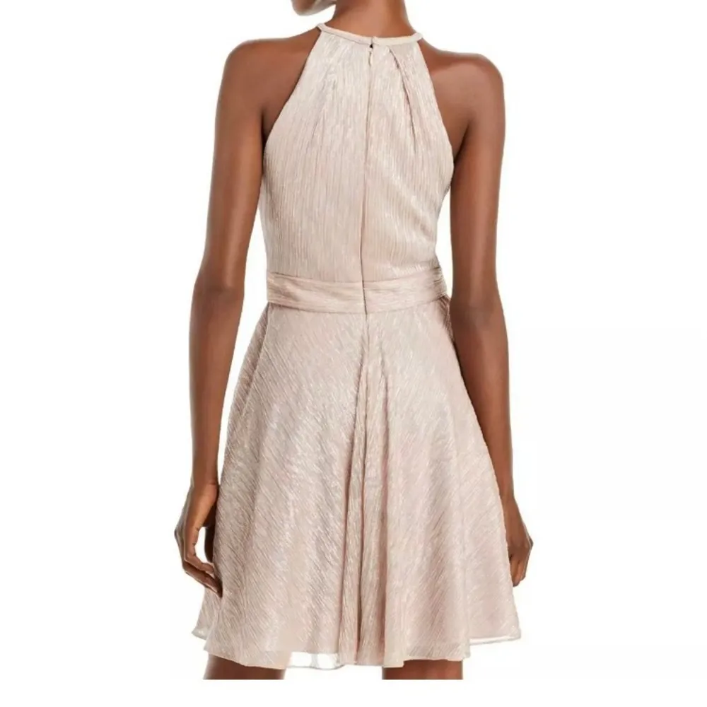 Bloomingdale’s Aqua Womens Metallic Wrap Party Cocktail Dress - Image 2