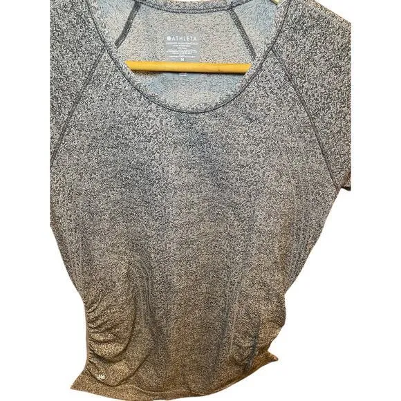 Athleta Women's Medium Fast Track‎ Swiftly Ruched Grey Heathered Running T-Shirt - Image 5