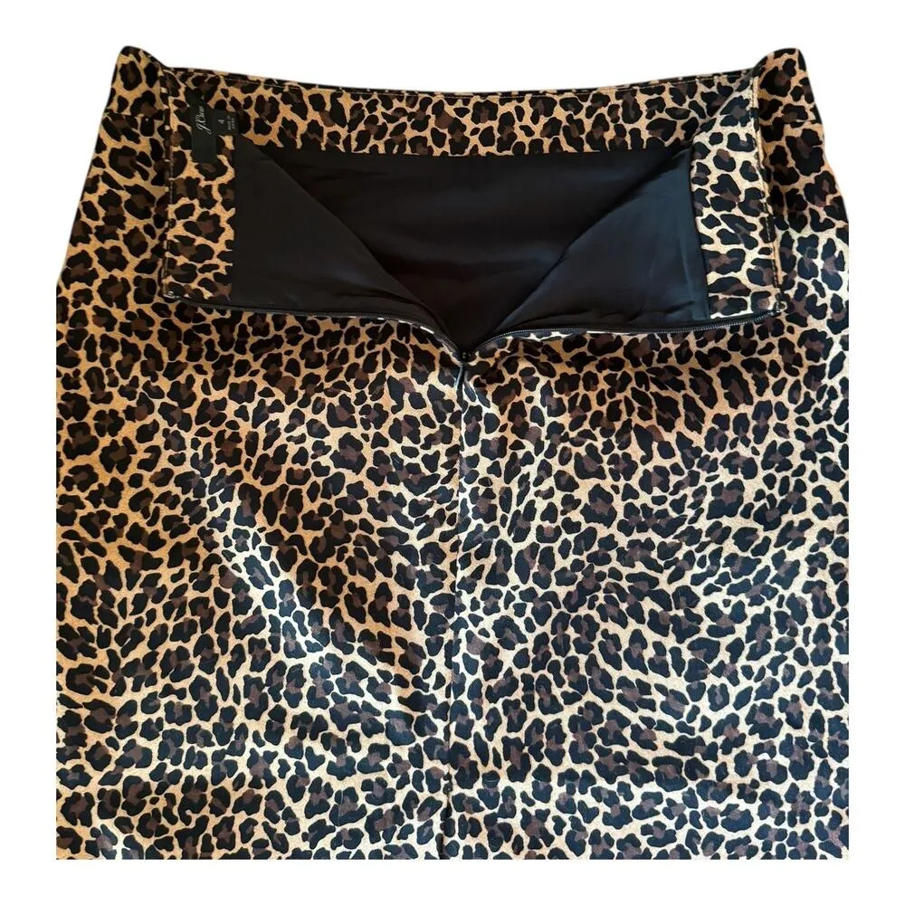 J.Crew No. 2 Pencil Skirt in Leopard Bi-Stretch Cotton Brown Black size 4 - Image 9