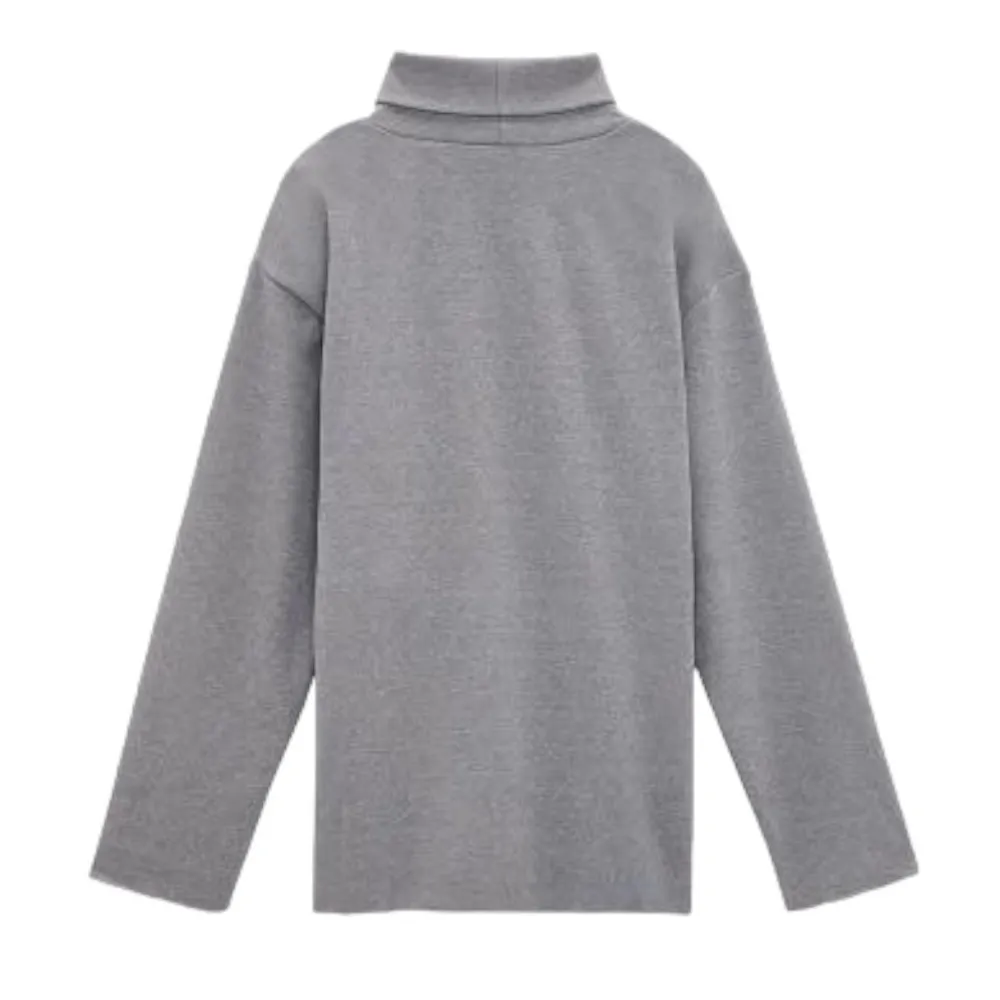 Zara Soft Touch High Low Turtle Neck Long Sleeve Sweater in Grey - Image 3