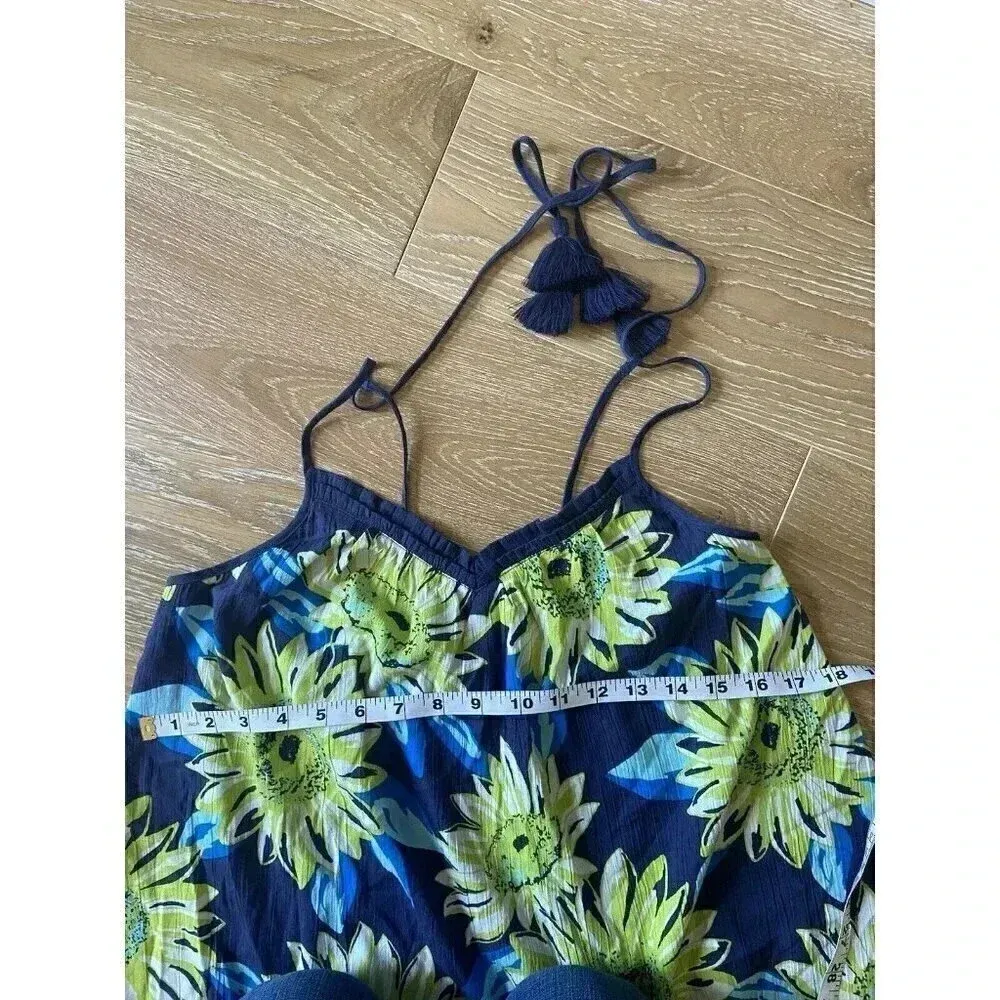 Aerie Gauzy Cotton Floral Tassel Swim Cover Dress Size S Blue Green Boho‎ Beach - Image 9