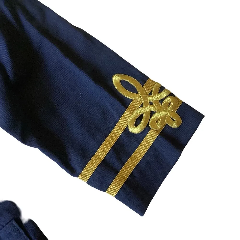 Vintage Military Style Blazer Blue Size M - Image 4