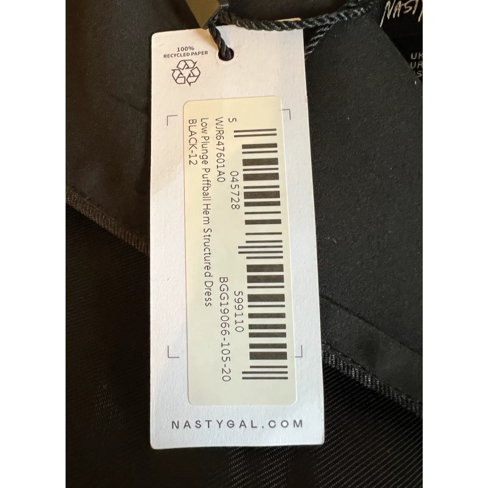 Nasty Gal Black Party Dress Size 8 Satin Low Plunge Puffball Hem Structured NWT - Image 9