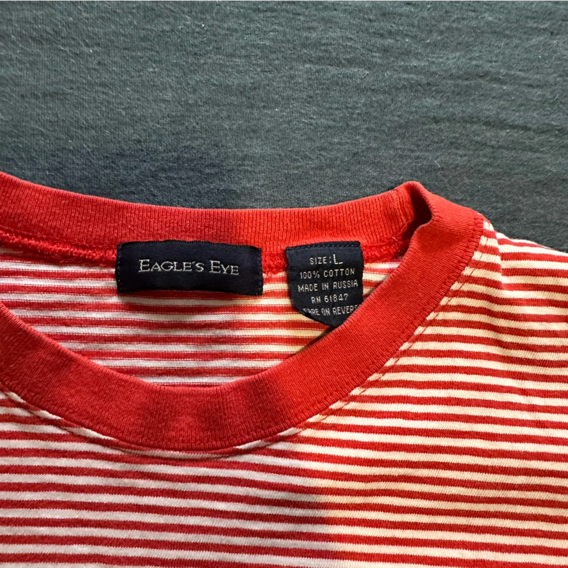 Red and White Striped Top Eagle Eye 100 Cotton Large Women Casual Waldo - Image 2