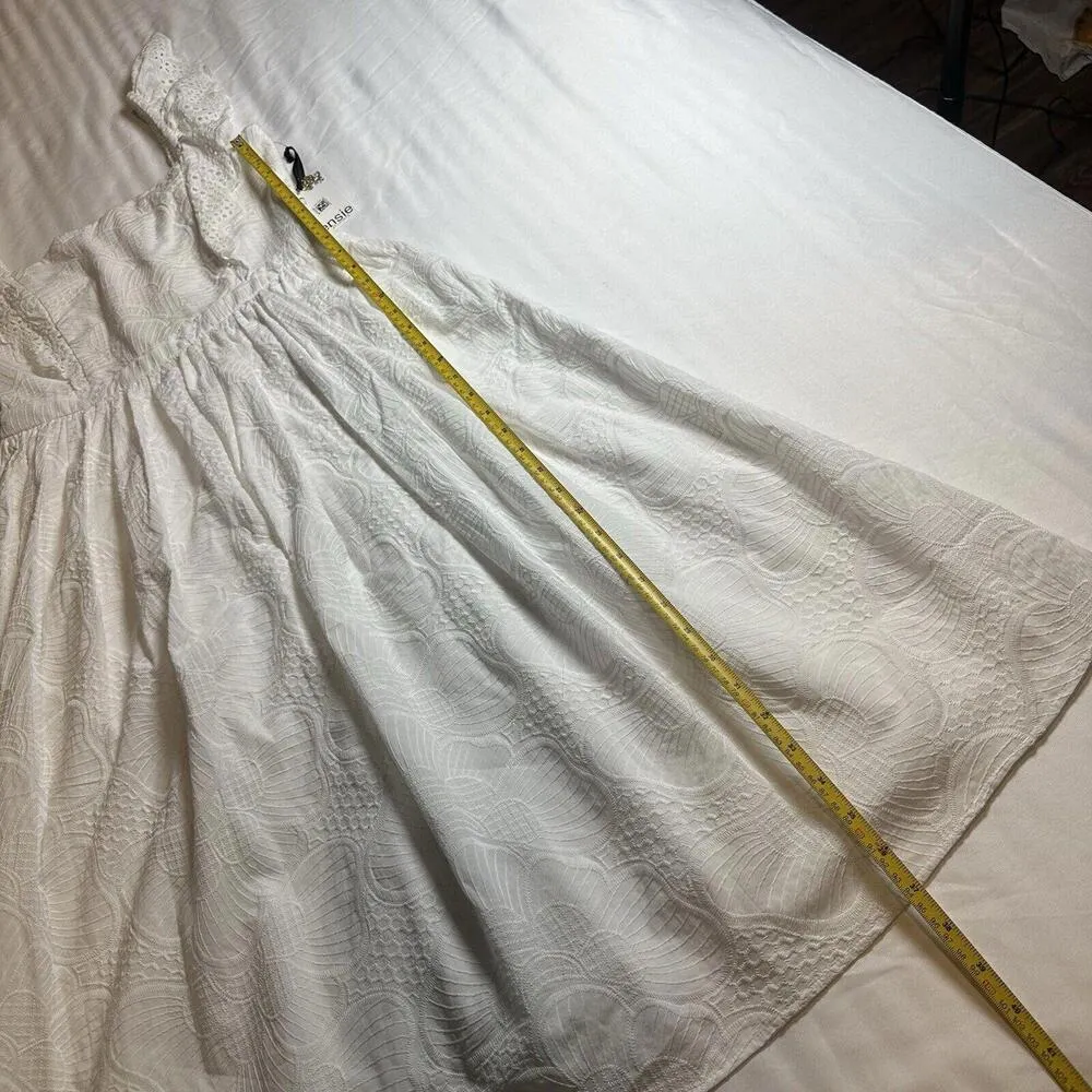 Kensie Embroidered Eyelet Flutter Sleeve Fit & Flare Midi Dress White NWT - Image 5