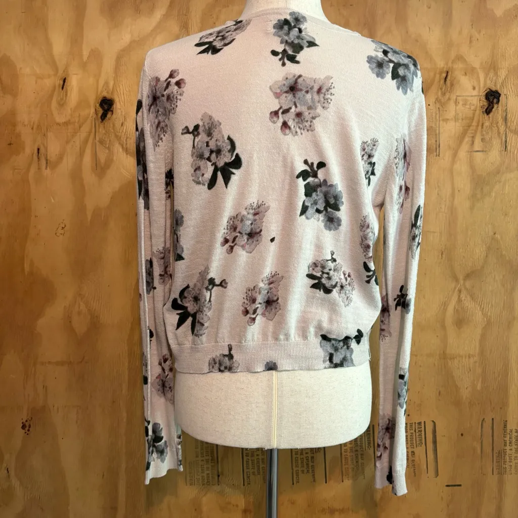 Lucky Brand Open Floral Cardigan Sz S 100% Cotton - Image 4