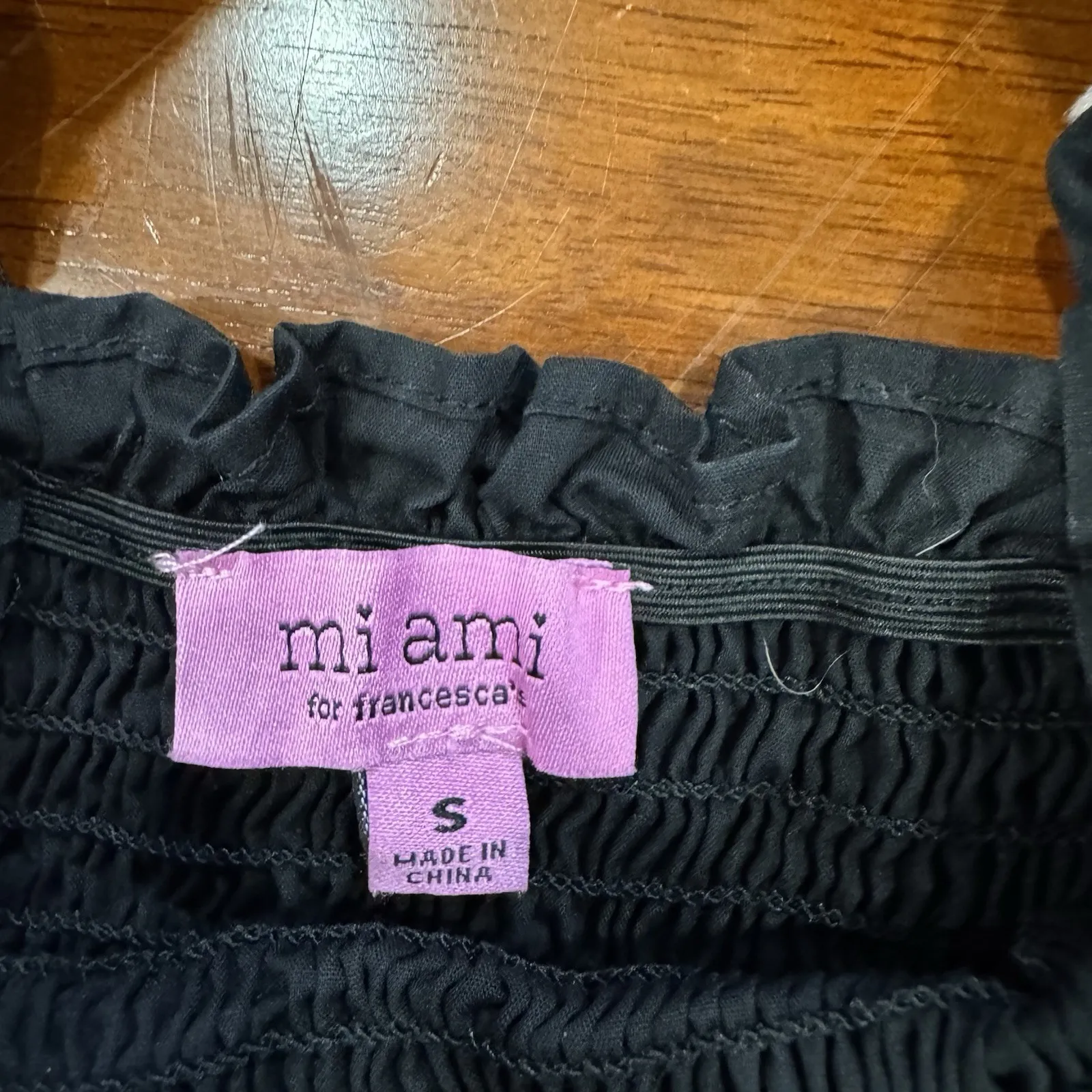 Francesca's Miami Mi Ami Black Mini Dress Size‎ S Fit Flare Smocked Sleeveless - Image 2