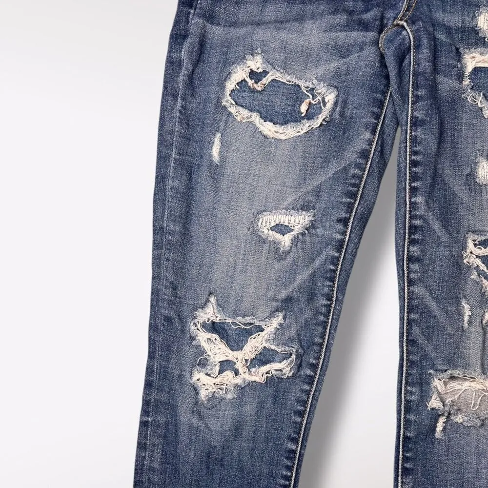 American Eagle Distressed Jegging Jeans Dark Wash Size 4 Short - Image 5