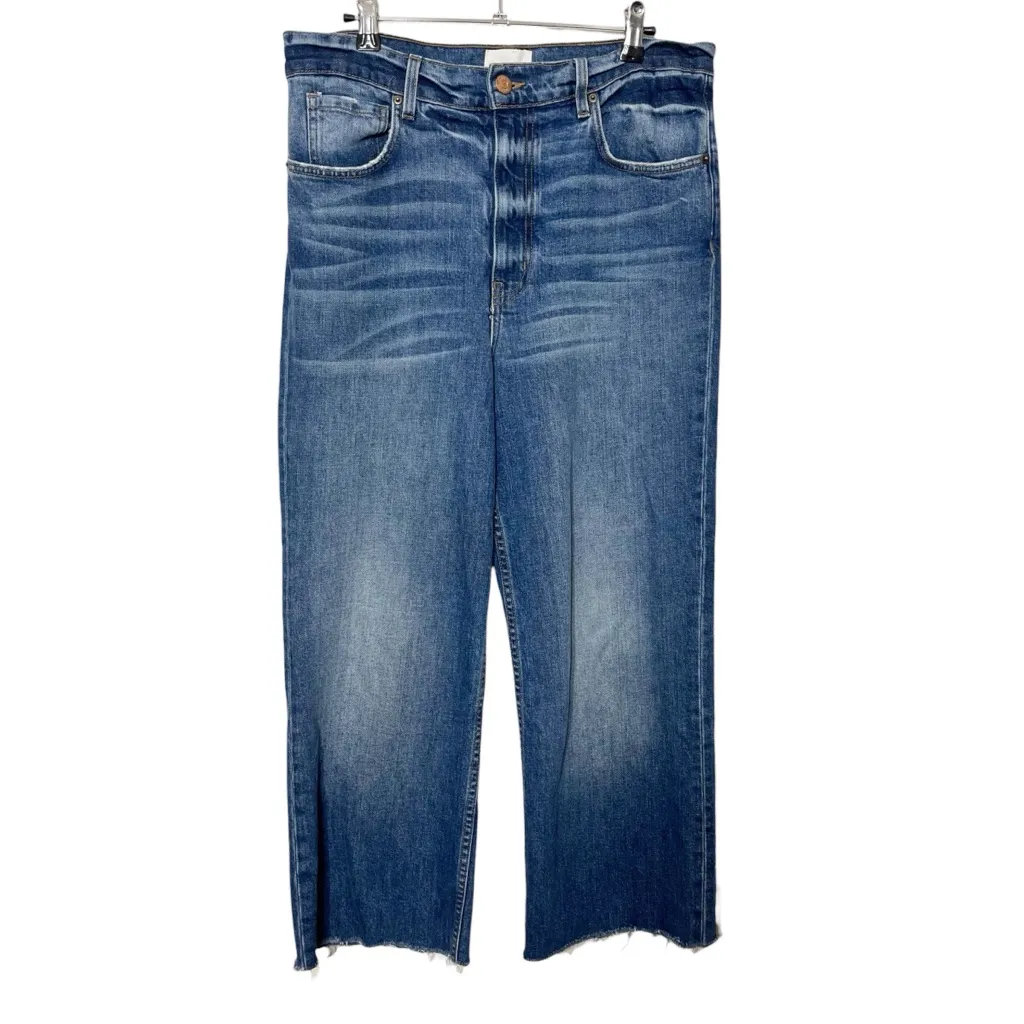 Doen Dronme High Rise Jeans Women’s 32 Blue Cropped Frayed Hem Organic Cotton - Image 2