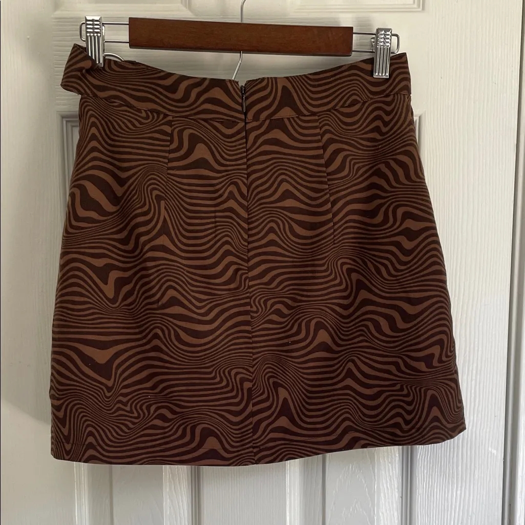 Divided Brown Zebra Swirl Print Mini Skirt - Image 2