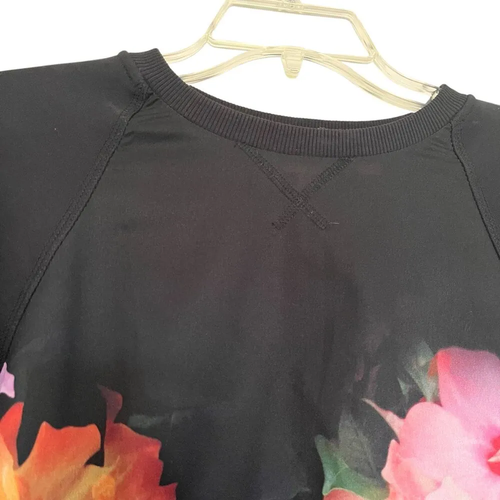 Ted Baker London Lanie Cascading Flora Floral Print Black Crewneck Sweatshirt XS - Image 5
