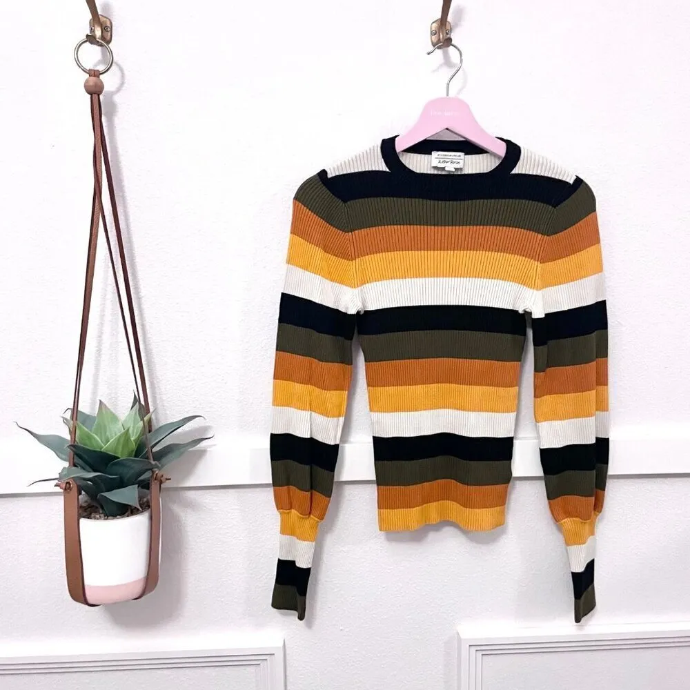 Stockholm Atelier & Other Stories Fall Striped Balloon Sleeve Sweater Size XS - Image 2