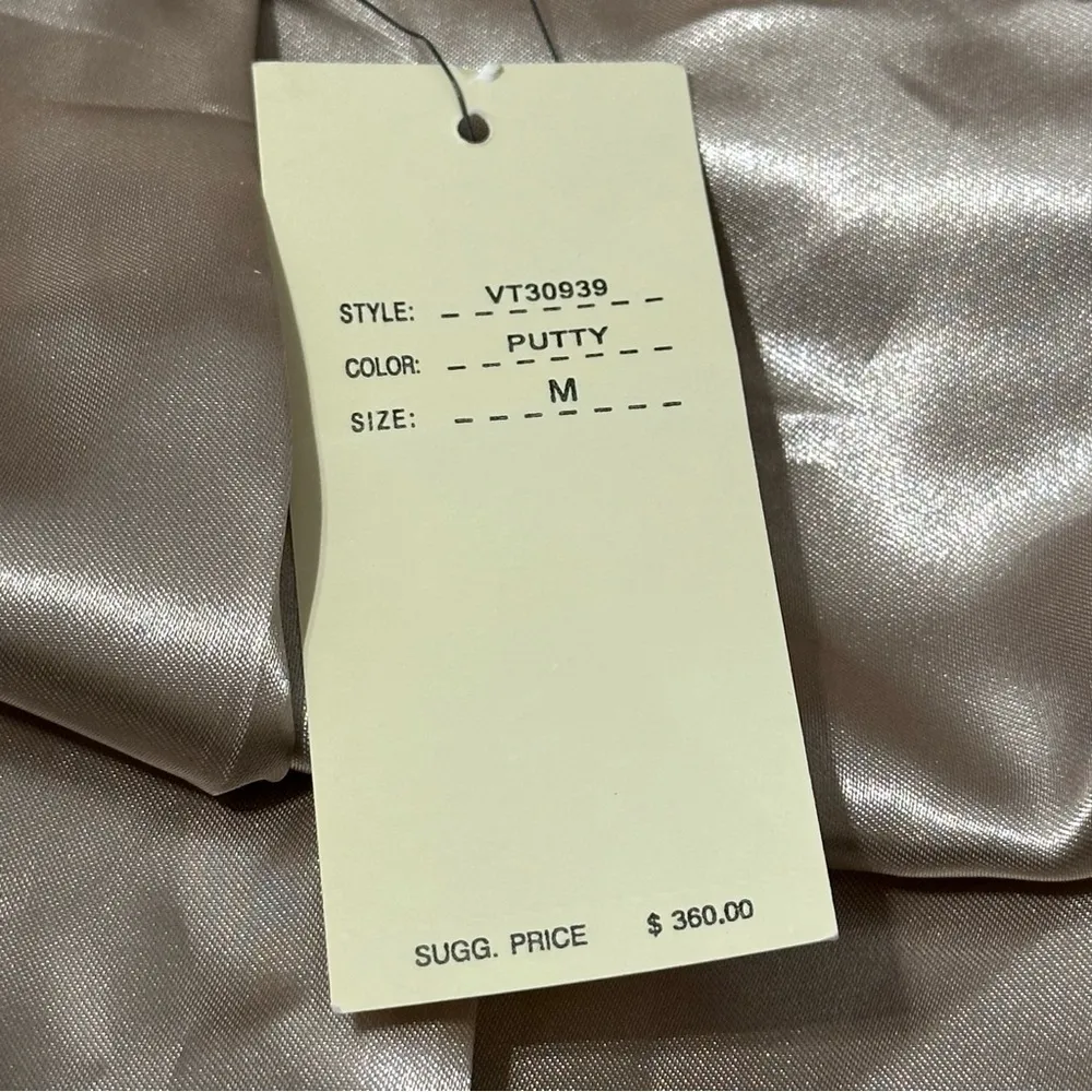 Vertigo Paris M Putty Beige 3/4 Sleeve Snap Front Belted Waist Long Trench Coat - Image 7