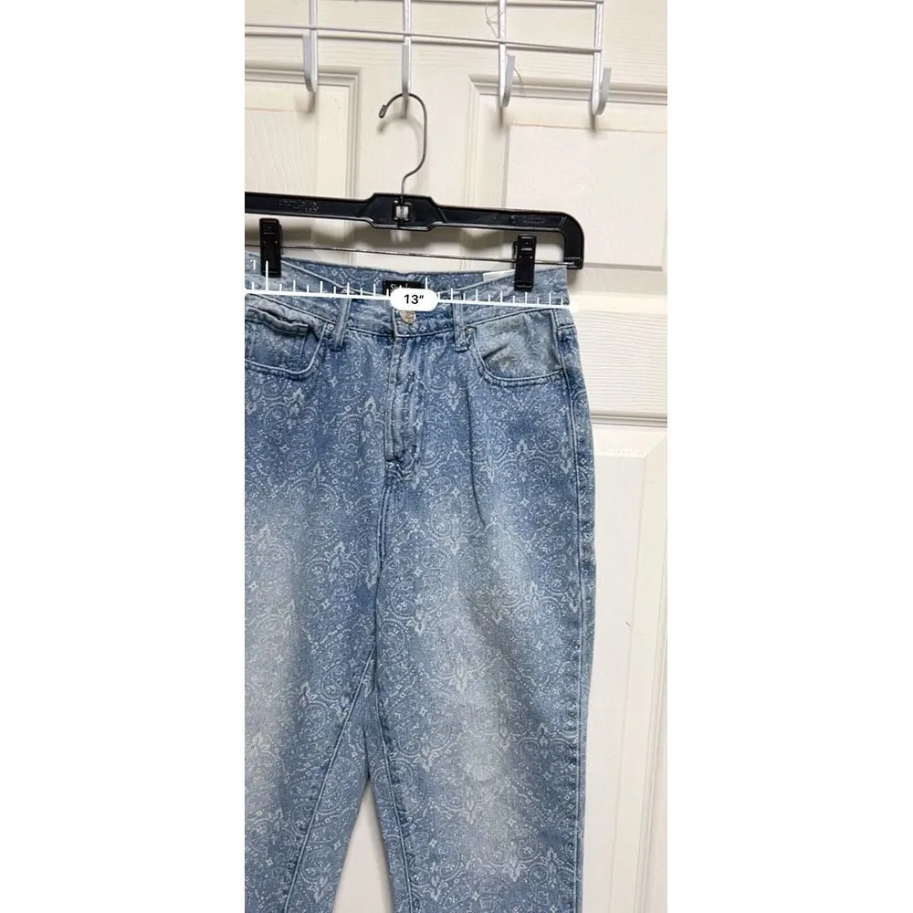 0130 Simple Society High Rise Patterned Women Size 3 26 Juniors Crop Ankle Blue - Image 2