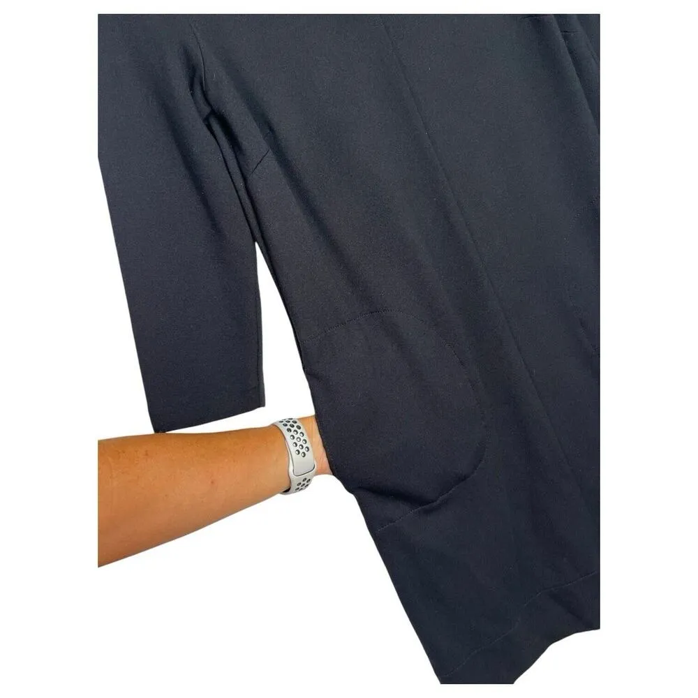 J Jill Dress Womens S Ponte Knit Round Neck Pockets Shift 3/4 Sleeves Black - Image 2