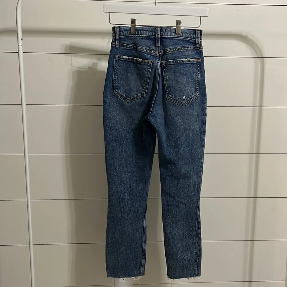 | Ultra High Rise Mom Jean Button Fly Distress Raw hem - Image 7