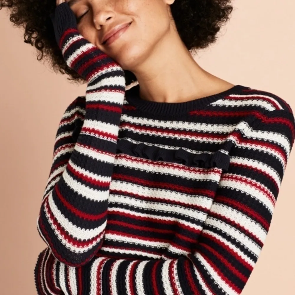 Brooks Brothers Striped Pointelle Cotton Sweater Size XL - Image 2