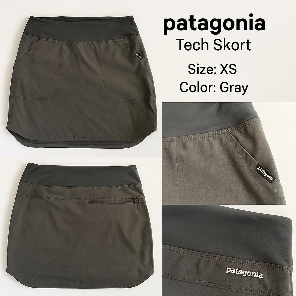 Patagonia Tech Skort XS Gray | Athletic Hiking Travel Skirt - Image 2