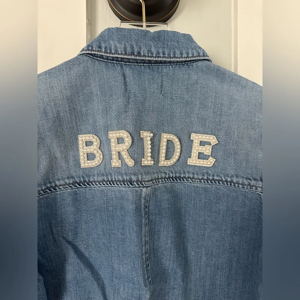 Denim Bride Jacket with Pearl Accents - Image 2