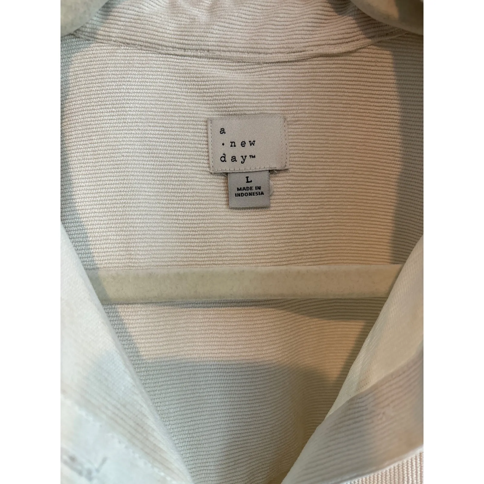 A New Day Long Sleeve Corduroy Button Down Shirt In Cream Size Large - Image 2