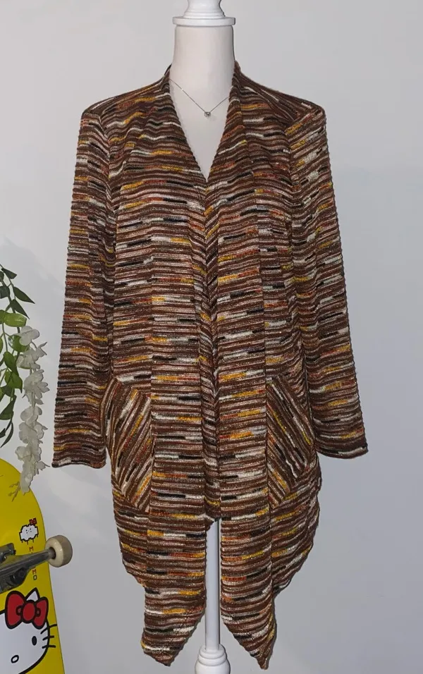 Ruby Rd. vintage whimsical bohemian fairycore orange & brown striped cardigan - Image 2