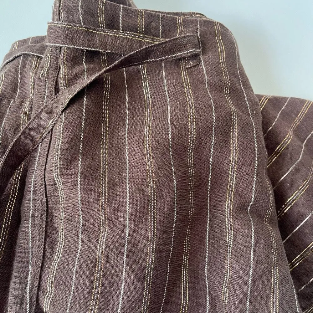 Vintage Couleurs d'ete Linen Blend Wide Pants Womens 4 Brown Metallic Y2k Retro - Image 5