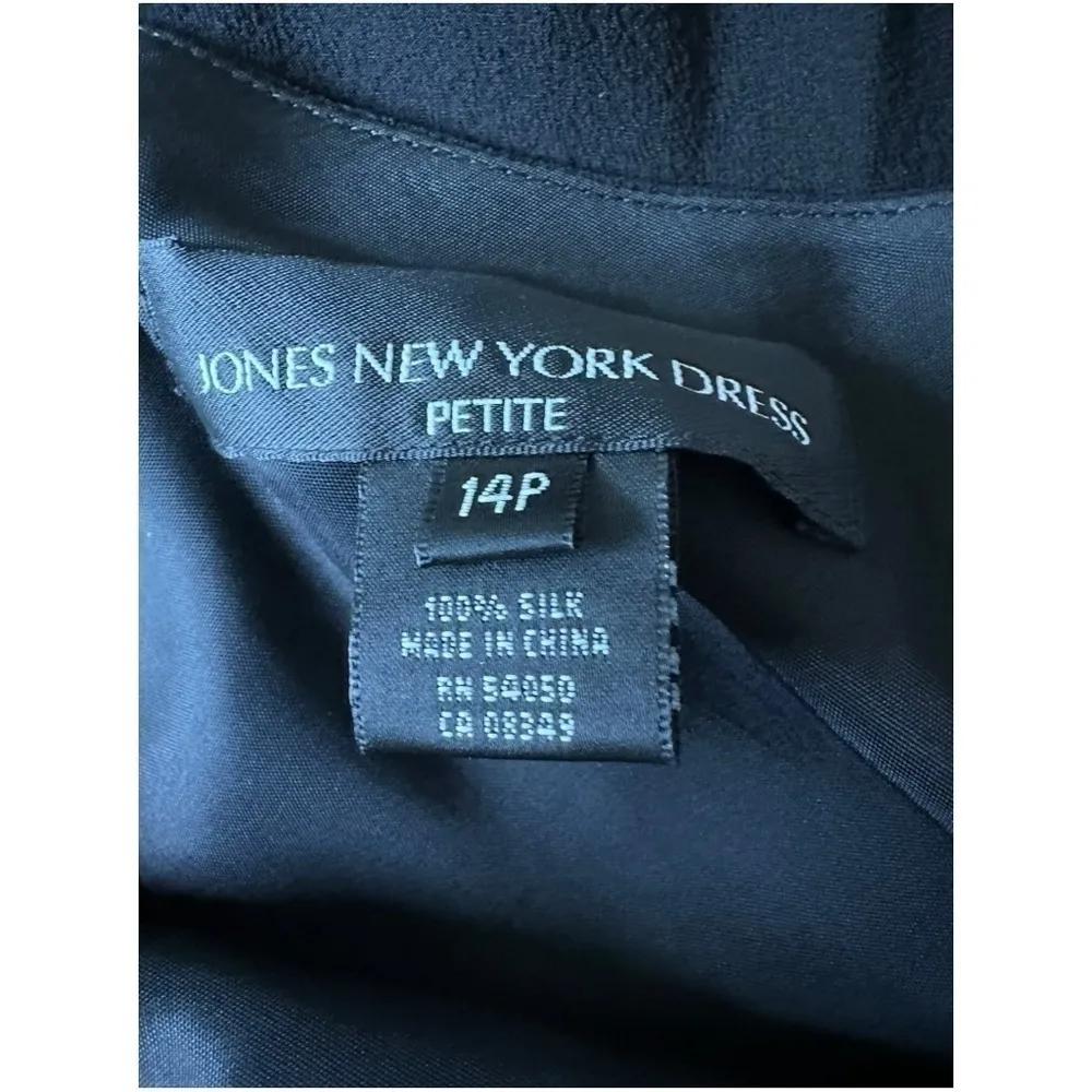 Jones New York Sweetheart Silk Cocktail Party Black Womens Size 14 Petite Dress - Image 7
