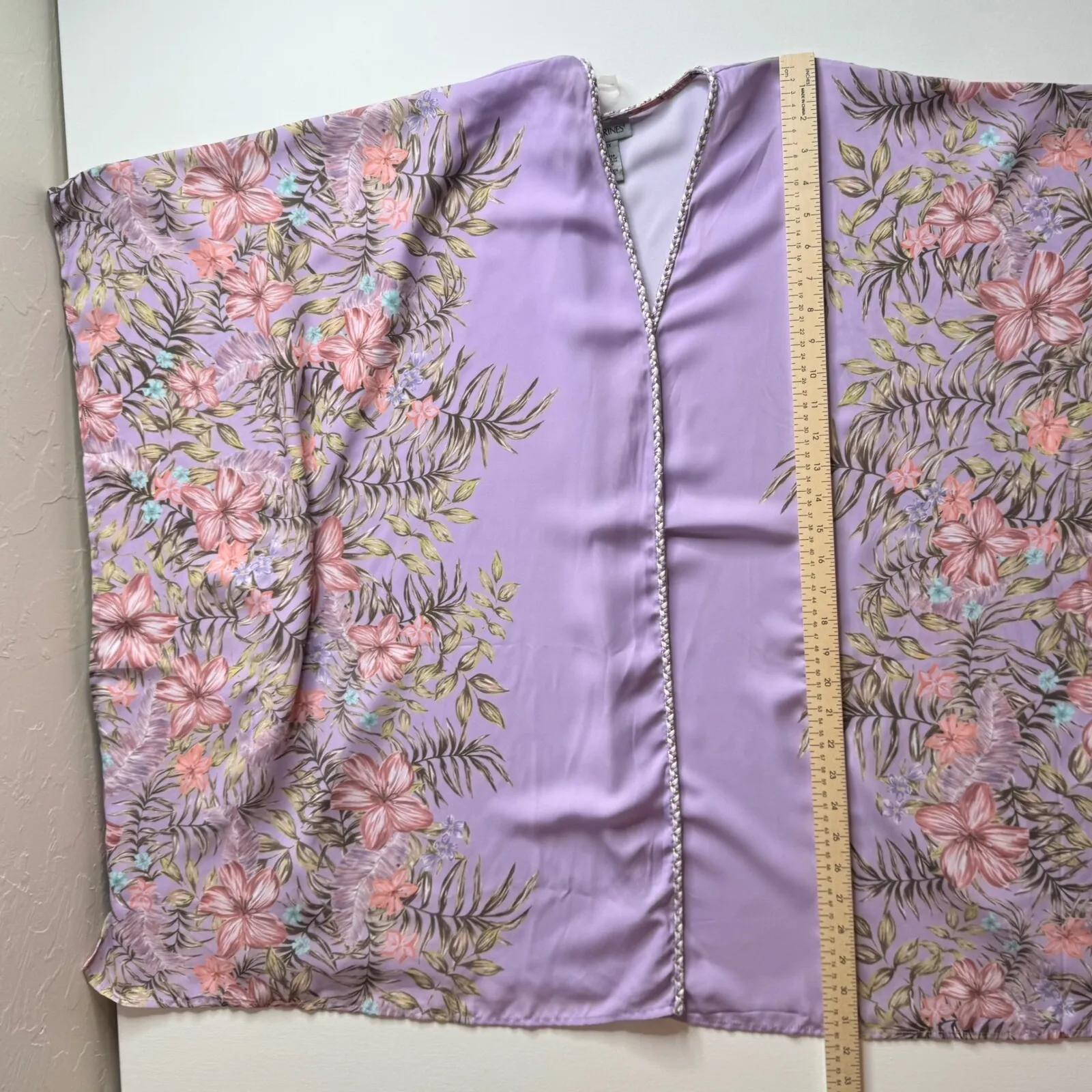 Catherines Floral Kimono 2X/3X Lavendar Open Front Lightweight Beachy Cover Up - Image 9