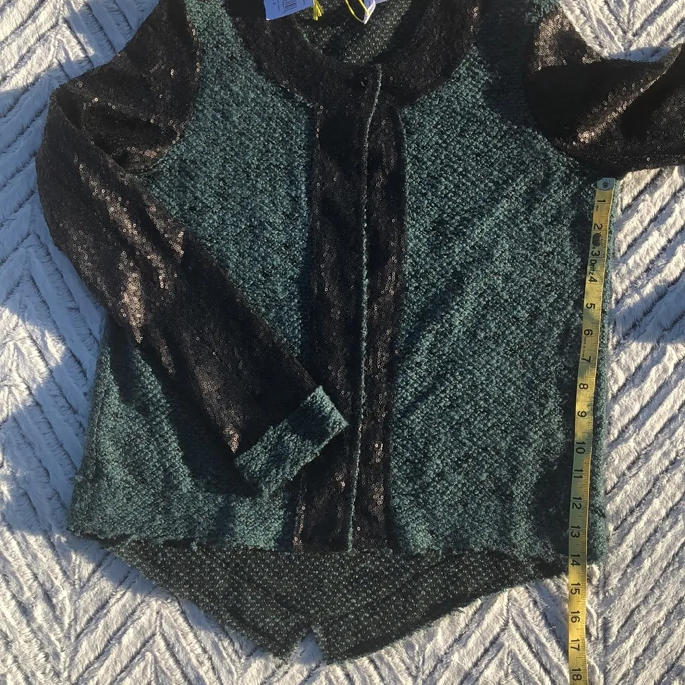 BCBGeneration Rare Sequin Raw Edge Lagenlook Cardigan Sz S - Image 8