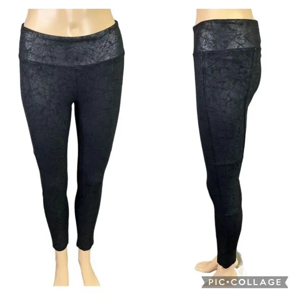 Mudd Womens Leggings Faux Leather FLX Stretch 24 7 Skinny Ankle Black Small - Image 2