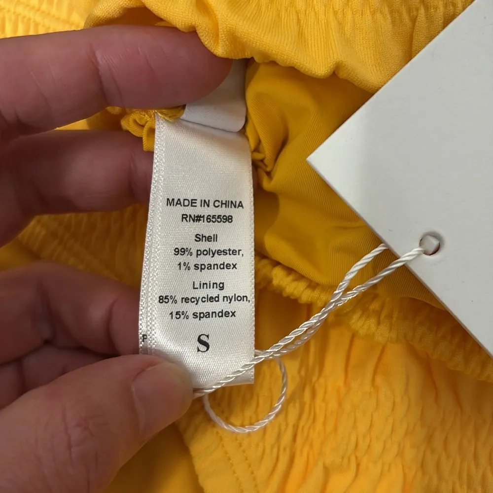 Andie Bikini Set Rye Top Classic Bikini Bottom Smocked Sunstruck Yellow sz Small - Image 6