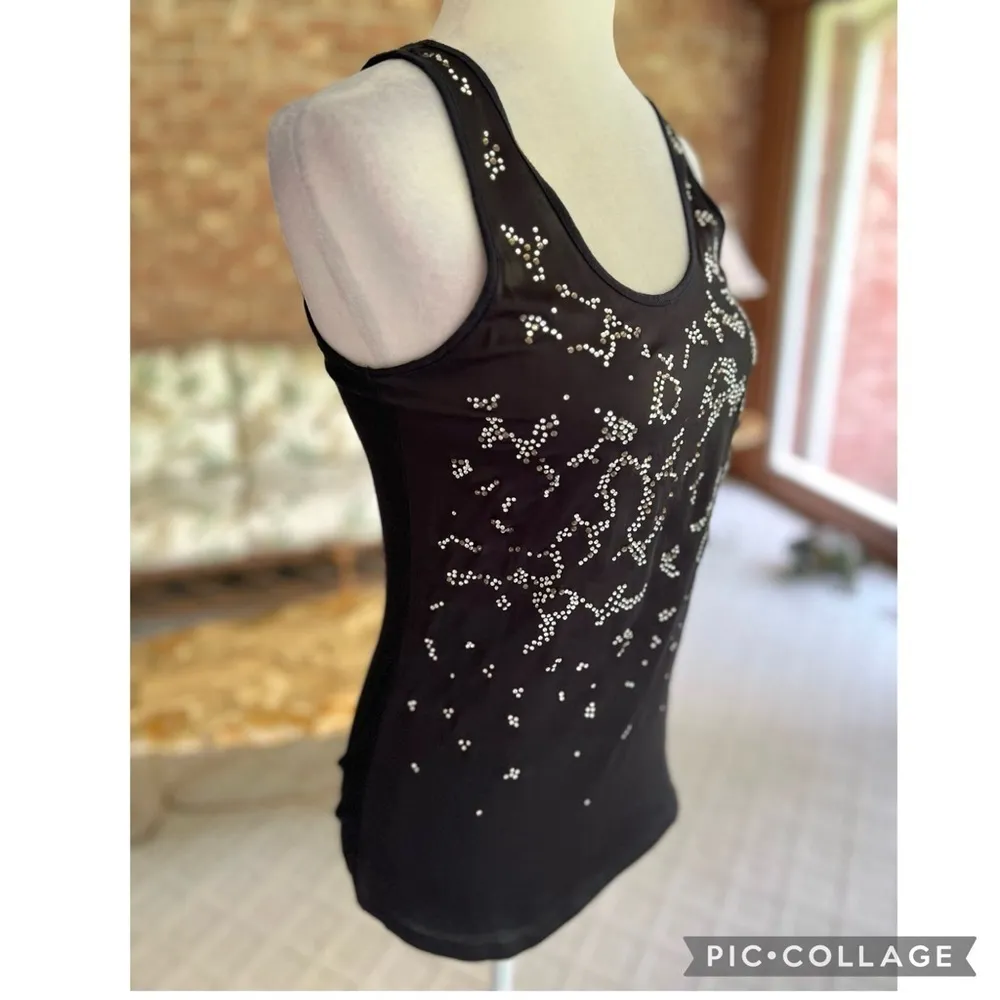 Express Tank Top Black Crystal Silky Knit XS Party Holiday Chic Glam Event - Image 11