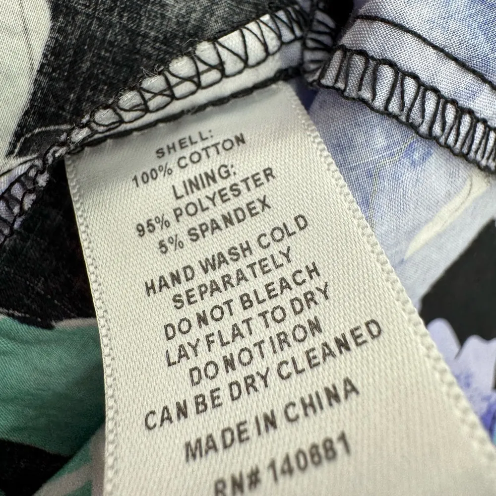 Unique Vintage Black and Blue Floral halter swing Dress 4 pin up 50s costume - Image 14