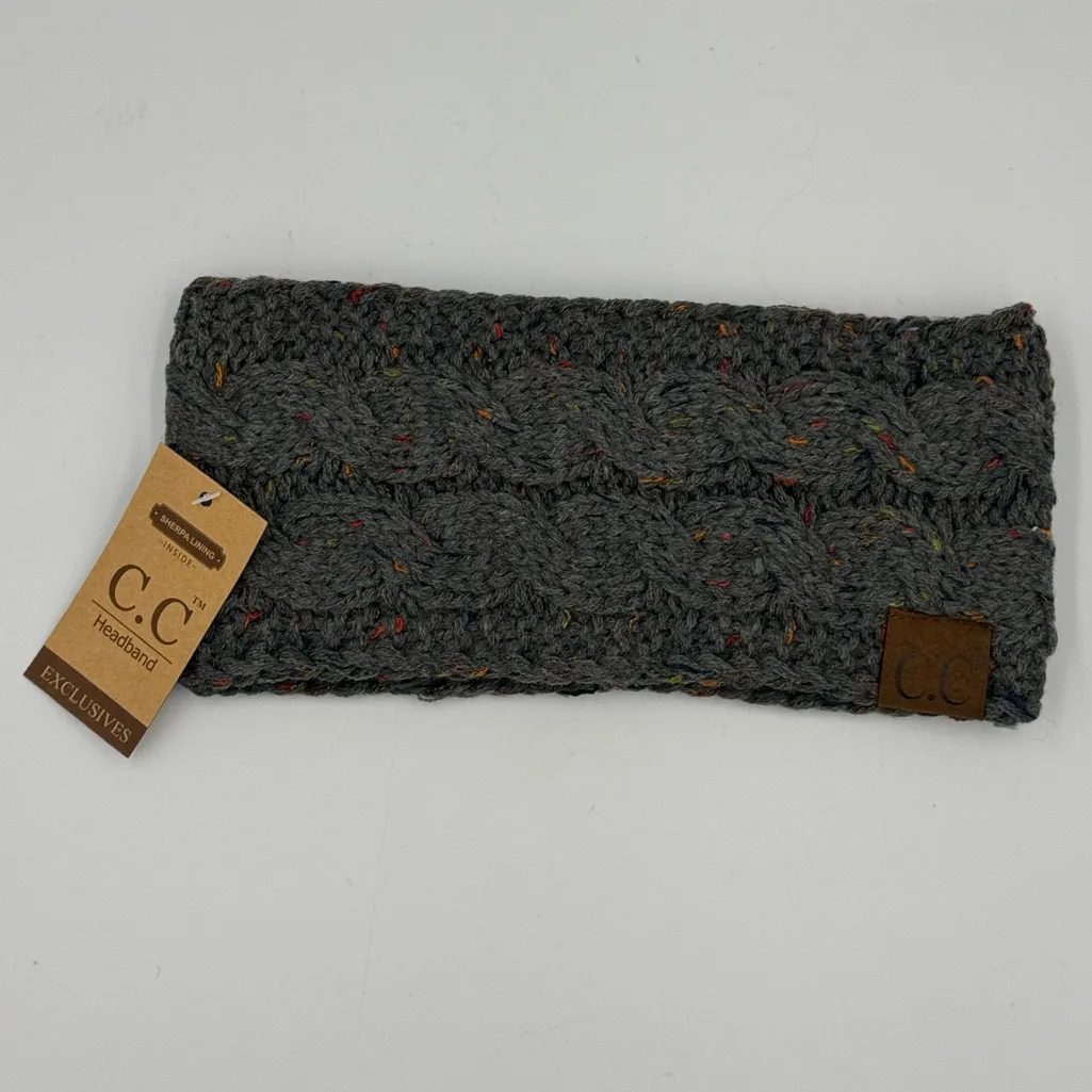 NWT C.C. Brand Chunky Knit Confetti Sherpa Lined Headband/Earwarmer Gray - Image 2