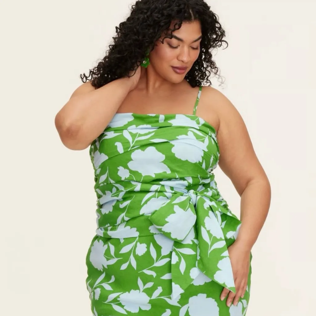 Kate Spade x Target Rose Floral Linen Fit Flare Midi Skirt‎ & Ruched Top Set 2X - Image 3