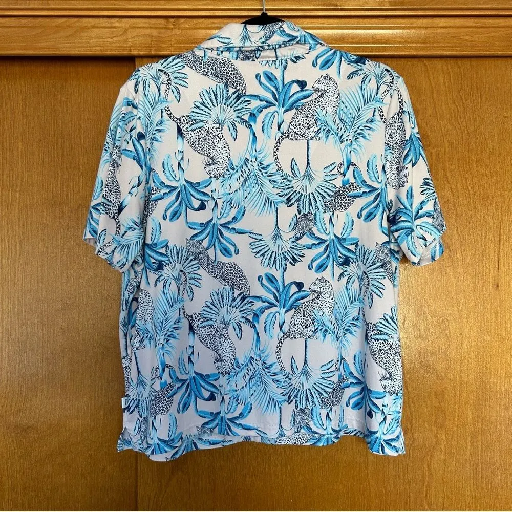 Echo Sleepwear Leopard Tropical Short Sleeve Button Down Pajama Top Size XL - Image 6