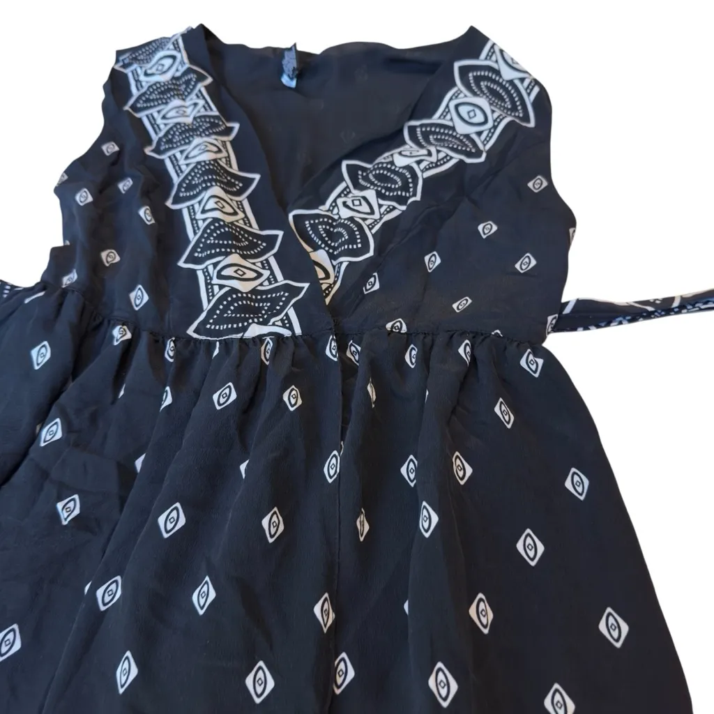 Anna Sui for Target 100% Silk Black White Geometric Wrap Tunic Mini Dress S boho - Image 13