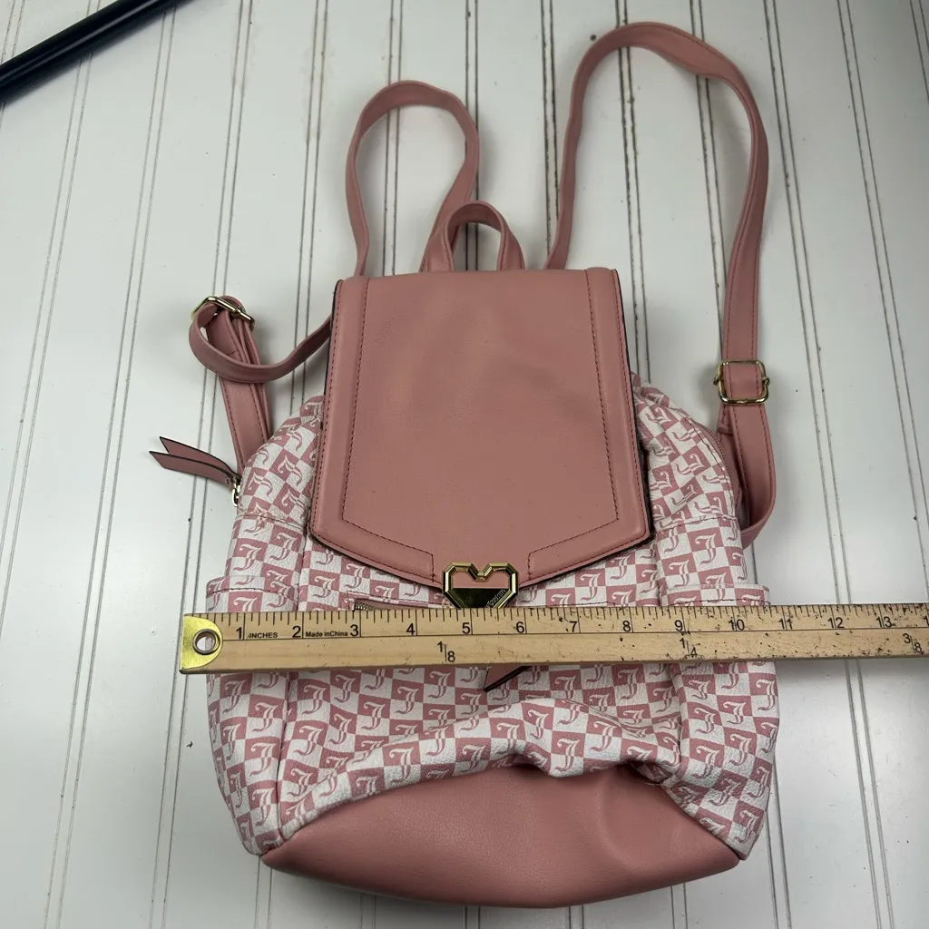 Juicy Couture Y2K Pink Monogram Backpack with Gold Heart Clasp - Image 3