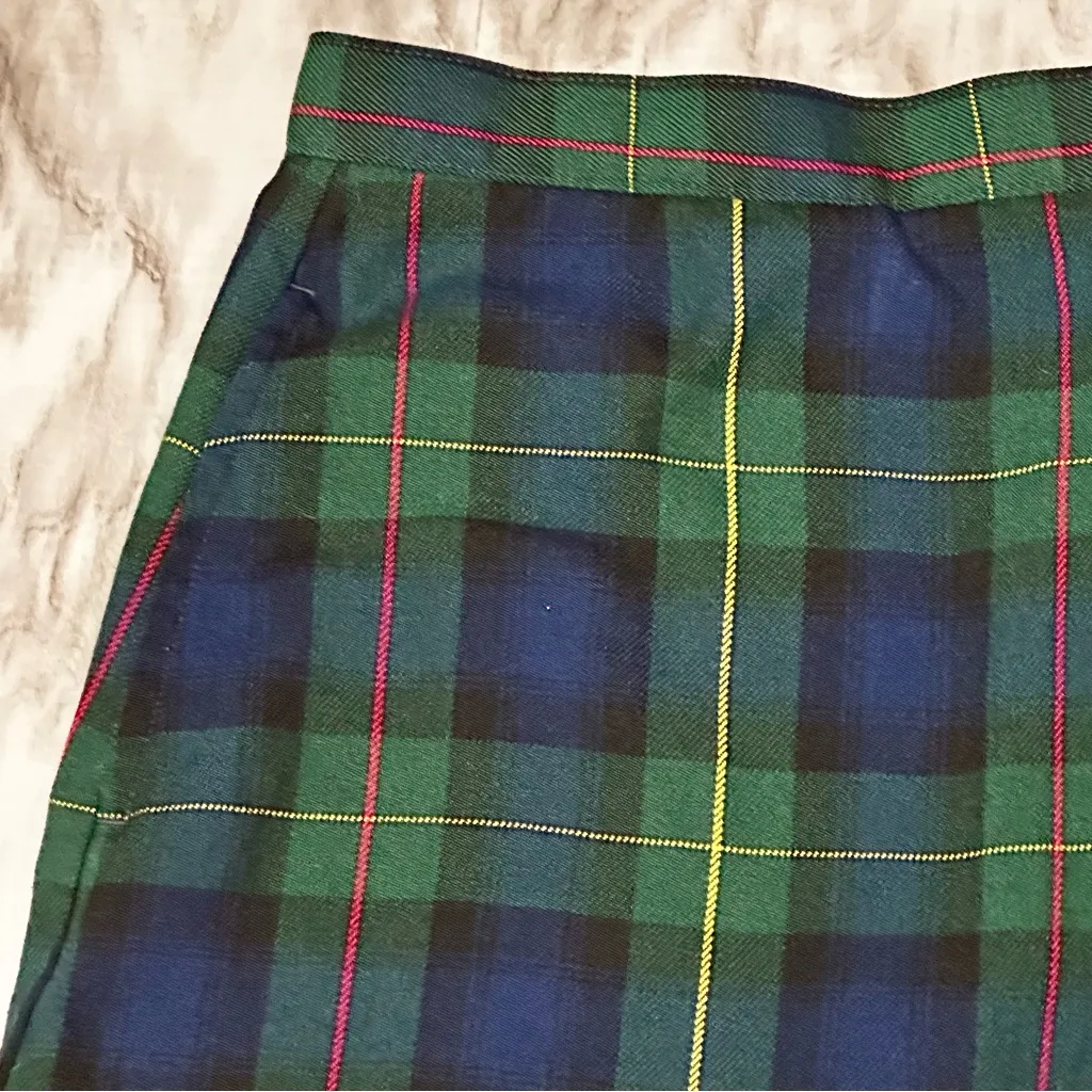 Preppy Tartan Blue Plaid School Girl Mini Skirt Lands End Women Sz 5 Academia - Image 2