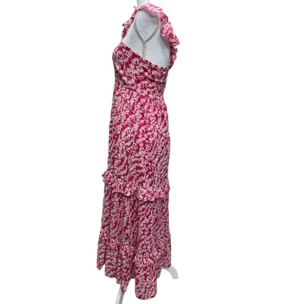 Banjanan Women Pink Penelope Tiered Ruffled‎ Dress Shadow Bloom Paradise Size XS - Image 6
