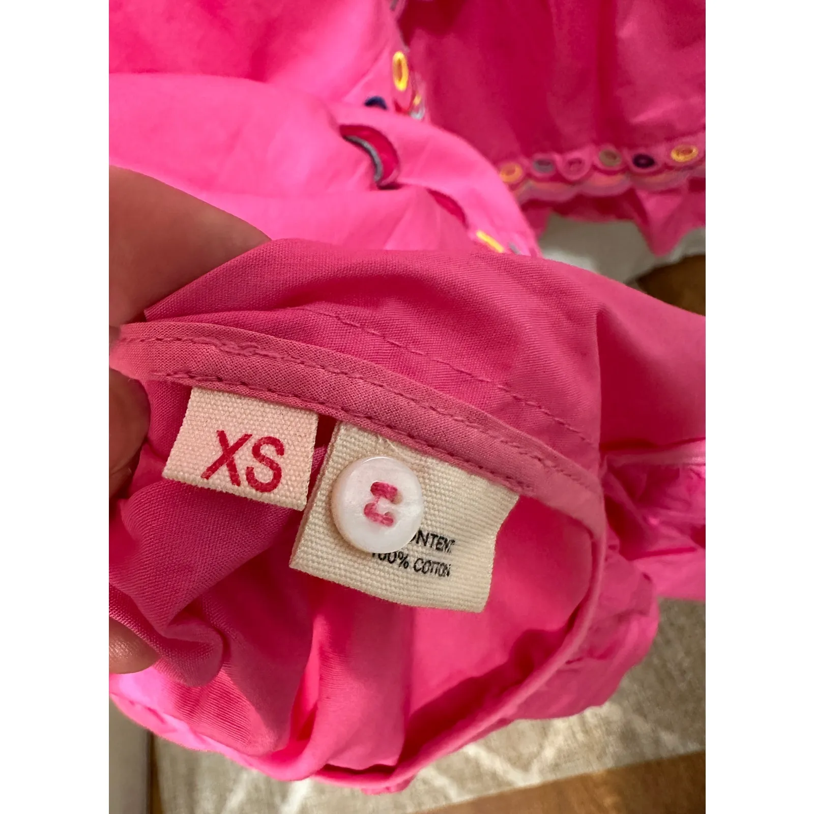 Celia B Alvis Embroidered Tiered Midi Dress Fuchsia Size XS NWT Colorful Scallop Pink - Image 9